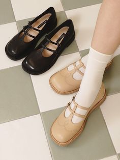 Editor's NotesMOL:pin's shoes can be matched well with girlish and casual stylings.- Voluminous square shaped toe- Two-strap designed mary jane shoes- Sophisticated stitch point on toe- Easy to wear with buckle straps- Lightweight EVA heel detailMeasurements(in.)KR size- Size: KR 225MM (US 5.5) - KR 255MM (US 8.5)- Heel height: 0.79 in.Composition & Care- Upper: Italian Cowskin, Lining: Pigskin- Avoid direct heat and moisture- The leather may have fine scratches and wrinkles- Keep in a dust Mary Jane Shoes Black, Pig Skin, Mary Jane Shoes, Flat Shoes Women, Mary Janes, Loafer Flats, Heel Height, Loafers, Heat