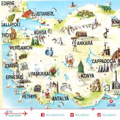 a map of the country of turkey with all its major cities and towns in english