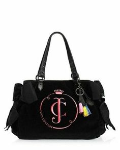 Juicy Couture Neon Ms. Daydreamer (Black)  Product Dimensions: 14.7 x 9.7 x 6 inches; 1.8 pounds  Price: $149.99 Bags Y2k, Juicy Couture Logo, Designer Inspired Handbags, Pink Juicy Couture, Dolce And Gabbana Handbags, Mulberry Bag, Cheap Designer Handbags, Y2k Coquette, Juicy Couture Black