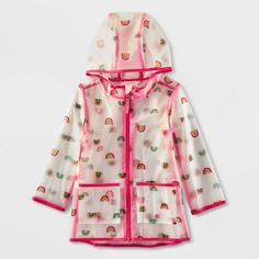 Baby Rainbow Novelty Rain Jacket - Cat & Jack™ 12M Toddler Coats Girl, Rainbow Rain, Small Toys, Hooded Rain Jacket, Rainy Season, Toddler Boy Outfits, Wet Weather, Pink Accents