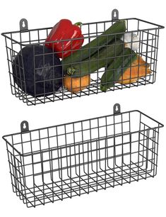 PRICES MAY VARY. EXTRA LARGE CAPACITY - Comes with 2 packs of cabinet storage baskets. Each metal basket can be held a wide range of items in any room. Free up space, giving you extra large wall space for your extras. Measures 14.5"Wx5.5" Dx5.5"H each. Perfect for storing or organizing your favorite home décor. STURDY CONSTRUCTION - Durable steel meets a brown powder coating. The result? Storage at ease that holds up to 50 pounds while leaving your style in full display. MaraFansie farmhouse sty Pantry Organization Baskets, Large Wire Basket, Wall Basket Storage, Hanging Wall Organizer, Hanging Wire Basket, Wand Organizer, Organizer Cabinet, Wire Basket Storage, Kitchen Baskets