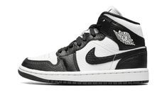 Jordan 1 Mid Split, Black And White Jordans, Black White Jordans, Black White Shoes, Study Hacks, Black Color Combination, Jordan Ones, White Jordans, Jordan Model