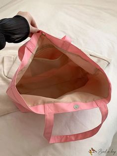 BirdinBag - Stylish Solid Color Tote Bag for Fashionable Women with Letter Print Inch Bag, Nylon Tote Bag, Nylon Tote Bags, Details Pictures, Nylon Tote, Word Wrap, White Space, Shoulder Tote Bag, Bag Bag