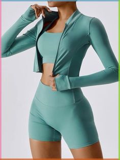 Zipper Leggings, Athletic Crop Top, Estilo Fitness, Smoothie Bar, Front Zip Sports Bra, Sport Top, Activewear Sets, Long Sleeves Coats, Athleisure Wear