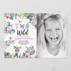 a child's birthday card with the words young wild and three on it