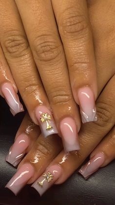 Cross Nails, Acrylic Nails Coffin Pink