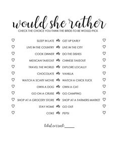 a wedding checklist with hearts and words