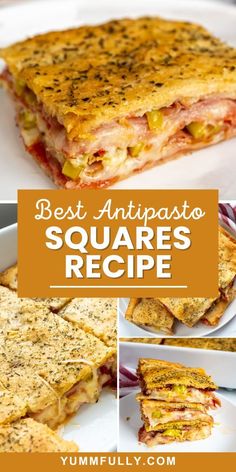 the best antipasto squares recipe is made with ham, cheese and other ingredients