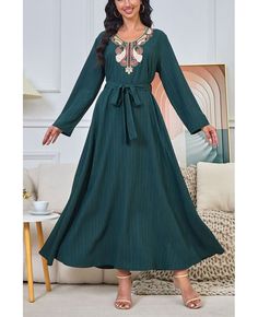 Get 10% off now! Buy modest dark green vneck muslim dress long sleeved at cheap price online. Free stable shipping and pro custom service since 2009. Elegant Dark Green Long Sleeve Maxi Dress, Modest Green V-neck Maxi Dress, Green V-neck Long Sleeve Dress For Fall, Long Sleeve Green Abaya For Spring, Green Long Sleeve Abaya For Spring, Spring Green Long Sleeve Abaya, Green V-neck Abaya, Green Long Sleeve Dress For Eid, Modest Green Maxi Dress For Eid