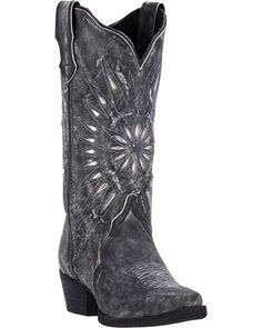 Laredo Women's Silver Starburst Cowgirl Boots - Snip Toe, Black Country Shoes Boots, Cowgirl Boots Wedding, Classic Black Boots, Black Cowgirl Boots, Country Shoes, Black Cowgirl, Womens Cowgirl Boots, Leather Cowgirl Boots, Wedding Boots