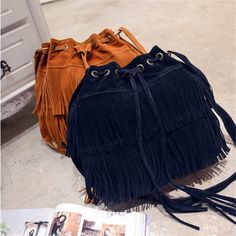 Fashion Retro Faux Suede Fringe Women Messenger Bags Tote New Handbag Tassel Shoulder Handbags Crossbody Bag Tassel Bucket ? ? Trendy Shoulder Bag With Tassels, Trendy Satchel Bag With Fringe, Trendy Fringed Satchel Bag, Trendy Fringe Bags For Fall, Trendy Fringe Satchel Bag, Trendy Fall Bags With Fringe, Daily Use Crossbody Bucket Bag With Tassels, Chic Bucket Shoulder Bag With Tassels, Rectangular Bags With Tassels For Fall