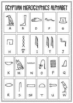 egyptian hieroglyphics alphabet worksheet for kids to learn and practice