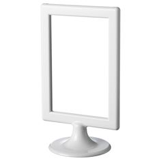 a white square frame on top of a stand against a white background for text or image