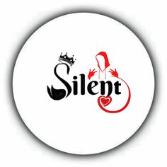 a white button with the word silent on it and a crown in red, black and white