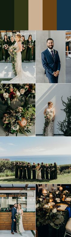 a collage of wedding photos with different colors