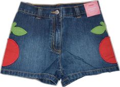 Playful School Shorts With Pockets, Cute Jean Shorts With Pockets, Apple Clothes, Cherry Baby, Adjustable Waistband, Ebay Store, Denim Shorts, Cherry, Collage