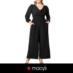 in stock Long Windows, Plus Size Jumpsuit, Lantern Sleeves, Wide Leg Jumpsuit, Black Jumpsuit, Cowl Neck, Black Noir, Wide Leg Pants, Nice Dresses