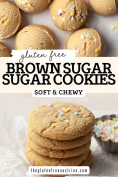 gluten free brown sugar sugar cookies with sprinkles on the top and bottom