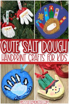 cute salt dough handprint crafts for kids that are easy and fun to make with the kids