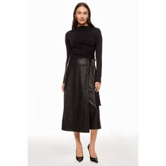 Black (100% Polyester). Skirt. Side zipper closure. 33" from shoulder to hemline. Imported. Leather Wrap Skirt, Polyester Skirt, Rent The Runway, Leather Wraps, Wrap Skirt, Black Faux Leather, Side Zipper, Faux Leather, Zipper