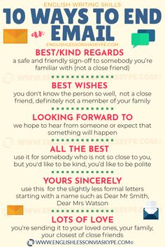 the 10 ways to end an email conversation infographical poster with text overlay