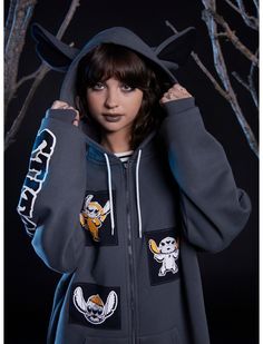 Doctor Who Costumes, Halloween Stitch, Stitch Ears, Batwing Cardigan, Stitch Halloween, Stitch Hoodie, Disney Halloween Costumes, Her Universe, Boxy Sweater