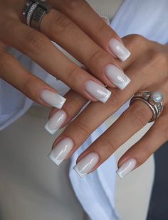 Popular Nails, Classy Nails, Chic Nails, French Tip Nails, Manicure E Pedicure, Square Nails, Cute Acrylic Nails, French Manicure