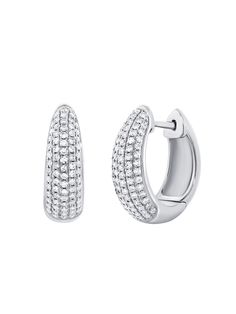 Embrace bold sophistication with our Claw Pavé Diamond Huggie Earrings. Shaped like a claw and crafted from 14k gold, these striking huggies are part of our exclusive Claw Collection. Adorned with pavé diamonds, they add a fierce yet elegant touch to any outfit, making them the perfect accessory for those who love to blend edgy style with timeless luxury. Formal Huggie Jewelry With Pave Setting, Formal Huggie Earrings With Pave Setting, Luxury Huggie Diamond Earrings With Prong Setting, Luxury Huggie Diamond Earrings With Diamond Cut, Diamond Huggie Earrings With Polished Finish For Formal Occasions, Formal Diamond Huggie Earrings With Polished Finish, Formal Diamond Huggie Earrings With Pave Setting, Luxury Diamond Cut Huggie Earrings, Diamond White Huggie Earrings With Pave Setting