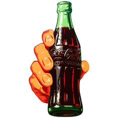 a hand holding a bottle of coca cola