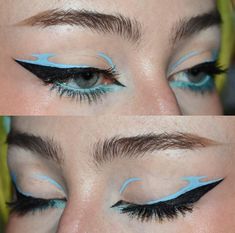 Eyeliner liner liquid mascara beauty  ideas trick makeup looks tutorials stargirl vibes blue graphic yk2 fashion party night out activities artist Carnival Makeup, Purple Eye Makeup, Urban Decay Cosmetics, Work Makeup, Blue Eyeliner, Eyeliner Looks