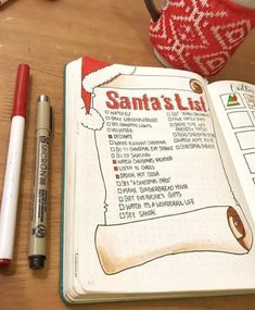 Christmas Bullet Journal, Bullet Journal Christmas, December Bullet Journal, Santa's List, Bullet Journel, Bulletin Journal Ideas, Christmas Journal