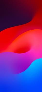 an abstract background with red, blue and pink waves in the foreground on a black background