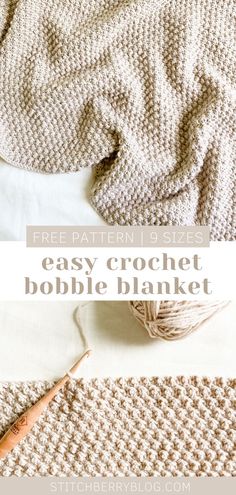 a crochet blanket with the text overlay that reads free pattern 9 sizes easy crochet double blanket