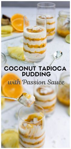 coconut tapioca puddinging with passion sauce is an easy dessert that's ready in minutes