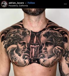 a man with some tattoos on his chest