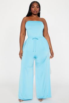 Available In Black, Blue, And Taupe. Jumpsuit Tube Drawstring Waist Pockets Wide Leg Stretch Disclaimer: To Keep The Aesthetic Of This Garment, Please Follow The Care Instructions Carefully. 94% Polyester 6% Spandex Imported | Vicki Jumpsuit in Blue size 2X by Fashion Nova Casual Blue Strapless Jumpsuits And Rompers, Blue Stretch Strapless Jumpsuit For Spring, Blue Strapless Stretch Jumpsuit For Spring, Blue Strapless Jumpsuit For The Beach, Blue Stretch Strapless Jumpsuit For Summer, Blue Strapless Stretch Jumpsuit For Summer, Blue Fitted Strapless Jumpsuit For Beach, Fitted Blue Strapless Jumpsuit For Beach, Light Blue Stretch Jumpsuits And Rompers For Summer