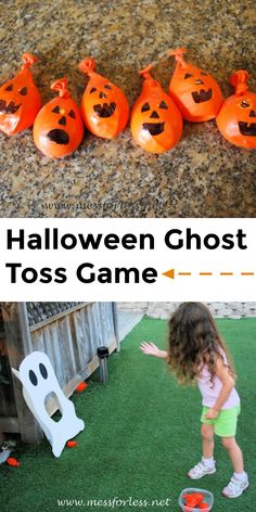 halloween ghost toss game for toddlers to play in the yard and on the lawn