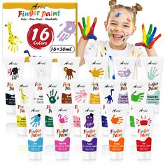 PRICES MAY VARY. 【16 Washable Bright Colors】：The washable finger paint set comes 16 bright colors paint(1.05 oz). It's great for kids to learn about identifying and mixing colors, release children's creativity. 【Super Washable & Mess Free】:Rich color can be applied on various surfacesand. The water-based paint can be easily washed off, keep your teens and kids mess free for their doodling and painting time. They can mix primary and secondary colors, bring kids happiness, great fun and endless cr Kids Mess, Paint Diy Crafts, Secondary Colors, Primary And Secondary Colors, Finger Paint, Art Painting Supplies, Mixing Colors, Washable Paint, Non Toxic Paint