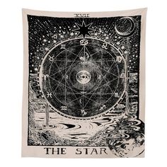 the star tarot tapestry hanging on a wall