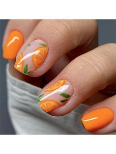 Multicolor  Collar  ABS  Color Nails Embellished   Nail,Hand & Foot Care Easy Nails, Cat Kuku, Orange Nails, Stick On Nails, Nail Art Summer, Nail Designs Summer, Nail Accessories