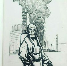 Soldier Drawing, Gas Mask Art, Dark Art Drawings, Chernobyl, Gas Mask, Military Art, Book Art Drawings, Epic Art