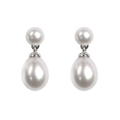 Pearl Dropper Earrings in 18Ct White Gold | Aspinal Elegant Cheap Teardrop Pearl Earrings, Cheap Single Pearl Earring For Everyday, Luxury Gold Pearl Drop Jewelry, Luxury Elegant Pearl Drop Hoop Earrings, Luxury Pearl Earrings With French Hook, Cheap Gold Dangle Pearl Earrings, Luxury Modern Gold Plated Pearl Earrings, Luxury Gold Pearl Earrings With Dangling Beads, Queens Jewels