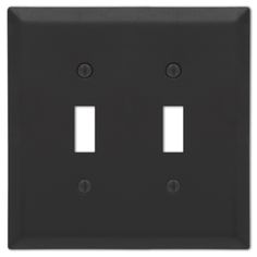 two toggles are shown in this black plastic wall plate with one light switch