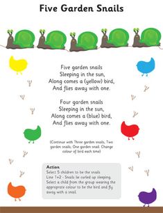 the five garden snails poem is shown