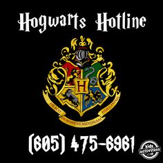 the hogwarts logo is shown on a black background with white lettering and gold trim