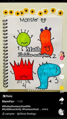 an image of a notebook with monsters drawn on it and the words monster 9 in spanish