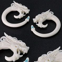 White Carved Spiritual Jewelry, Adjustable White Resin Jewelry, Artistic White Adjustable Jewelry, Bone Dragon, Red Velvet Oreo, Internally Threaded Jewelry, Ear Gauge, Mod Jewelry, Ear Tunnels