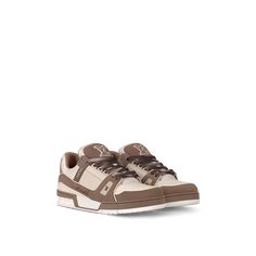 LOUIS VUITTON® - Lv Trainer Sneaker - Taupe Lv Trainer Sneaker, Brown Trainers, Louis Vuitton Gifts, Louis Vuitton Sneakers, Louis Vuitton Official Website, Vintage Basketball, Heart Shoes, Fresh Sneakers, Heart Clothes