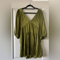 Beautiful Green Dress Never Worn Or Used. Recommend For Smaller Chest. Purchased From Local Boutique. Would Be Beautiful For Spring, Summer, Or Fall. Light, Flowy Fabric. Knee-length Viscose Mini Dress For Brunch, Green Viscose Dress For Brunch, Chic Green Rayon Mini Dress, Green Rayon Mini Dress For Day Out, Green Rayon Mini Dress For Vacation, Flowy Tunic Mini Dress For Brunch, Green Rayon Mini Dress, Flowy Fabric, Local Boutique