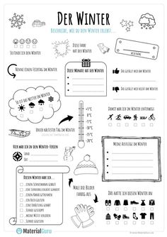 a poster with instructions for winter and other things to do in the snow on it